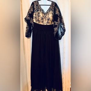 Black and sheer full length formal dress